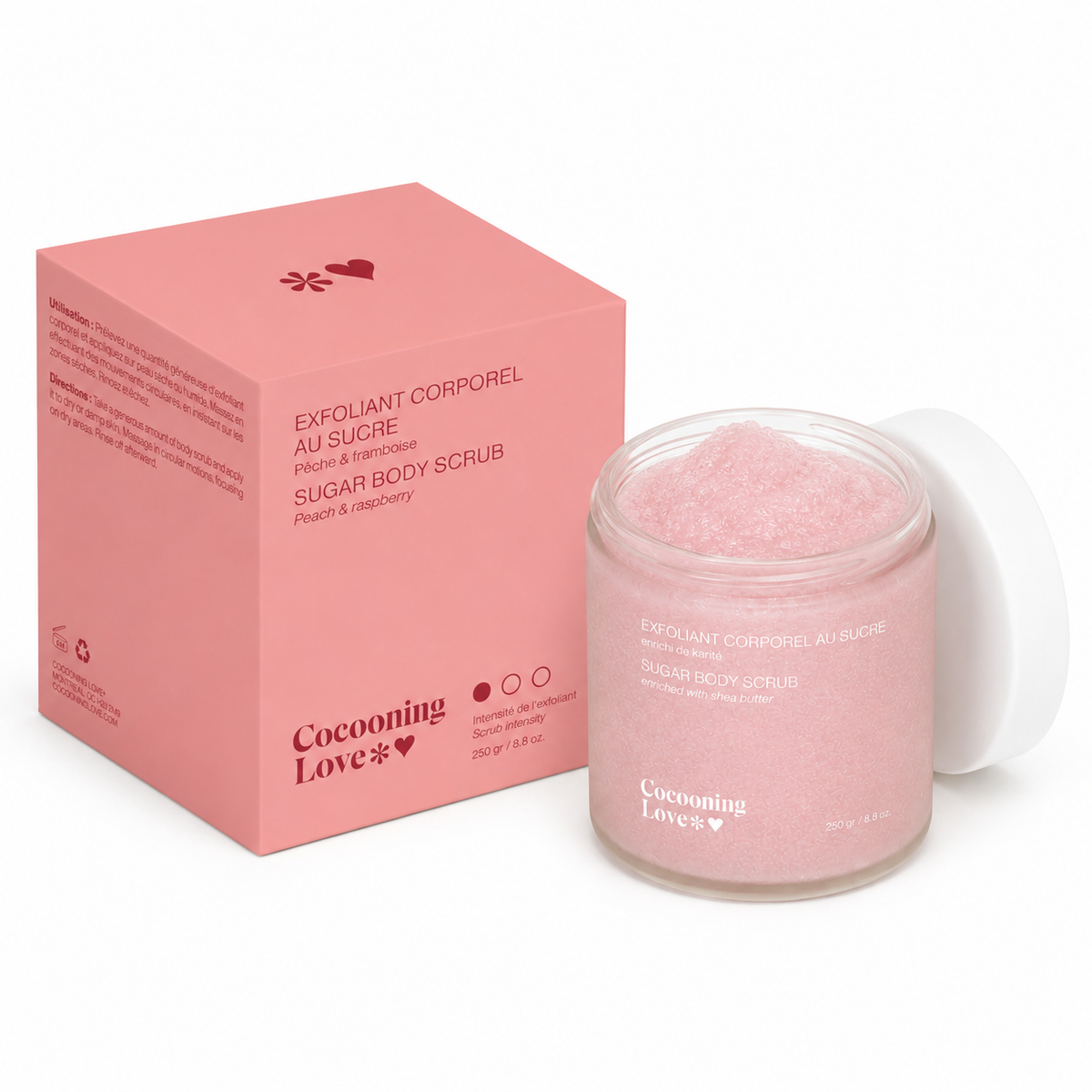 Exfoliant corps au sucre - Pêche & Framboise x 3 (50%)