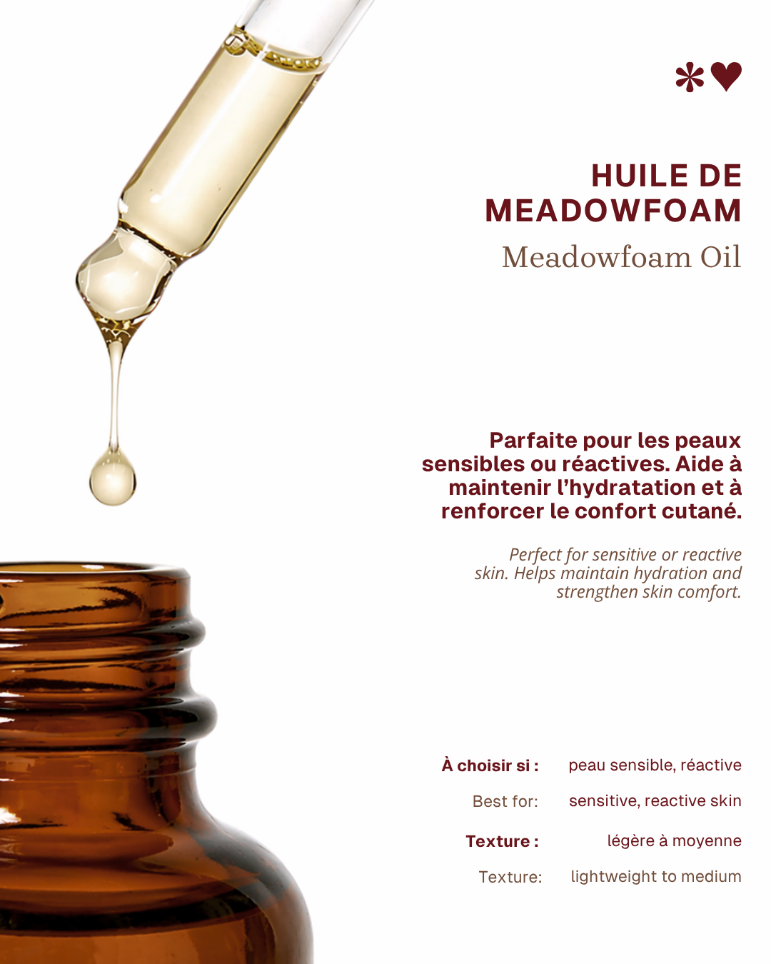 Huile de Meadowfoam – Confort & hydratation pour peaux sensibles et réactives x 3 (40%)